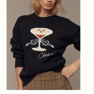 ENGLISH FACTORY COCKTAIL MOTIF ESPRESSO MARTINI SWEATER NWT